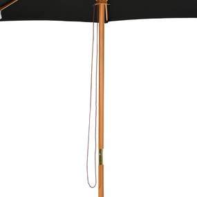 Outsunny Umbrelă de Grădină 3 m cu Stâlp din Lemn, 8 Spițe și Acoperire din Poliester, Neagră | Aosom Romania