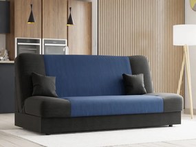 Canapea extensibila Culoare albastru-negru din catifea raiata, RUBY + 2 perne gratuite