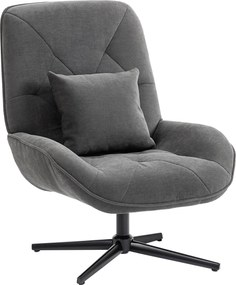 HOMCOM Scaun de accent rotativ, fotoliu tapițat din chenille cu pernă lombară, spătar înalt, șezut adânc, gri închis | Aosom Romania