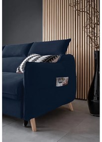 Colțar albastru închis extensibil cu tapițerie din catifea (cu colț pe partea stângă ) Sweet Harmony – Miuform