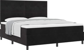 vidaXL Pat cu arcuri cu saltea cu headboard Negru 180 x 200 cm Catifea