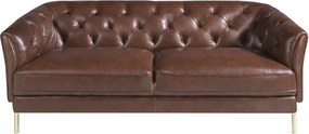 Canapea 2 locuri din piele naturala capitonata Cowhide leather brown