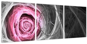 Tablou - Trandafir abstract, fucsia (cu ceas) (90x30 cm)
