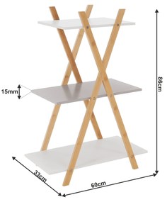 Etajeră, gri/albă, HARUN BBP-44