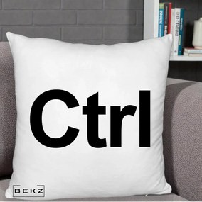 Perna Personalizata Tasta Ctrl Tipografie Bold, 40x40 cm, Alb Pufos, Husa Detasabila, Perna Inclusa, BEKZ®