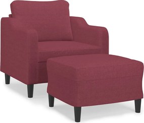 vidaXL Fotoliu canapea cu taburet, roșu vin, 60 cm, material textil