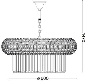 Lustră de cristal pe lanț Ideal Lux NABUCCO 12xE14/40W/230V d. 60 cm auriu