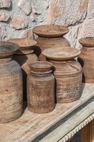 Vază cu finisaj natural stil oriental, 18x18x29 , din lemn ,"Surtido"