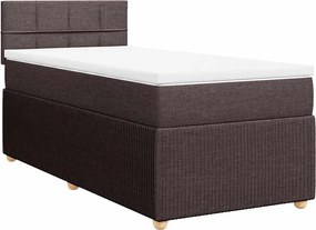 vidaXL Pat box spring cu saltea, maro închis, 90x200 cm, textil