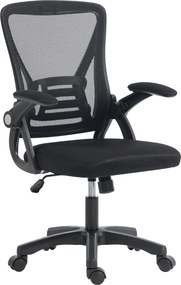HOMCOM Scaun de Birou din Plasă cu Brațe Rabatabile, Suport Lombar, 59,5 x 56 x 103 cm, Negru | Aosom Romania