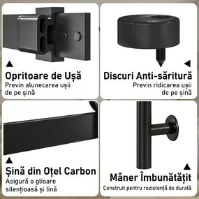 HOMCOM Ușă Culisantă Interior Rustică cu Șină Silențioasă, Kit Feronerie și Mâner, Alb | Aosom Romania