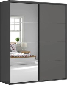 Dressing FLEX, gri grafit, PAL, cu 2 usi si oglinda, 200x66x240 cm