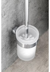 Perie de perete pentru toaletă Gedy PIRENEI crom lucios/sticlă satinată