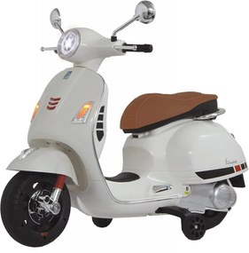 Motocicleta Electrica cu Acumulator Pentru Copii NOVOKIDS™ Vespa Classic Scooter, Pornire la cheie, Lungime 102 cm, 3-8 ani, Max 30 kg, Alb
