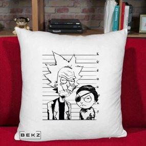 Perna Personalizata Rick si Morty Dosar, 40x40 cm, Alb Pufos, Husa Detasabila, Perna Inclusa, BEKZ®