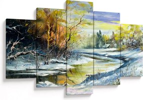 Tablou - Râu de iarnă, pictură în ulei (150x105 cm)