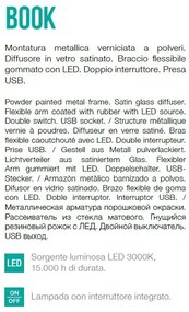 Aplica LED moderna cu reader LED cu port USB BOOK-2 AP2 NERO 174846
