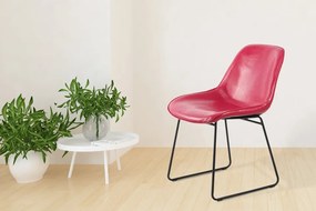Set 2 scaune piele artificiala Cora roz/rosu