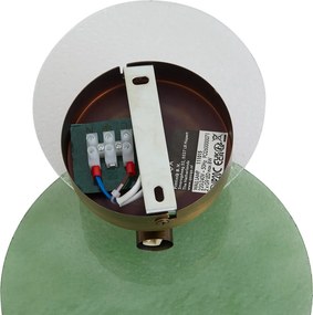 Lampă de perete Art Deco bronz închis cu sticlă verde și transparentă cu 2 lumini - Text