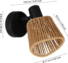 Eglo 44128 - Aplica spot de perete KEELBY 1xE14/10W/230V negru/bej