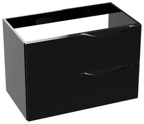 Dulap baza suspendat Rune Asger 2 sertare 80 cm negru lucios