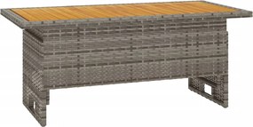 vidaXL Masă de grădină gri 100x50x43/63 cm lemn acacia și poliratan