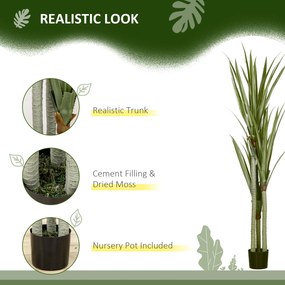 HOMCOM Yucca Artificială de 190 cm, Plantă Artificială cu 39 de Frunze pentru Decor Acasă, Birou, Grădină Ø17x190 cm Verde | Aosom Romania