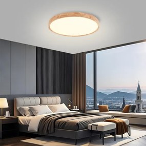 Brilagi - Plafonieră LED WOODROUND, 40W, 230V, 3000/4000/6000K, Ø 60 cm