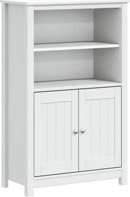 vidaXL Dulap de baie BERG, alb, 69,5x34x110 cm, lemn masiv de pin