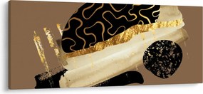 Tablou - Abstracție maro auriu N⁰3 (120x50 cm)