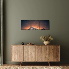 Tablou cu cerul nocturn cu munți (cu ceas) (90x30 cm)
