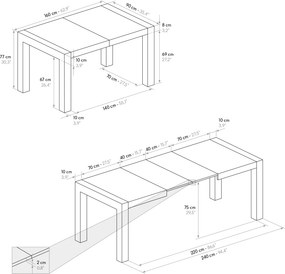 MASA EXTENSIBILA INDY - 160 CM / 90 CM / H 77
