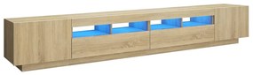 3081918 vidaXL Comodă TV cu lumini LED, stejar Sonoma, 260x35x40 cm