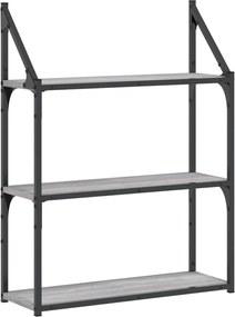 vidaXL Raft cu 3 niveluri, gri sonoma, 60x21x78,5 cm, lemn prelucrat