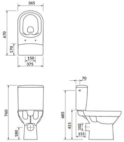 Vas WC pe pardoseală Cersanit K35-037 CITY, ceramică/alb, cu capac