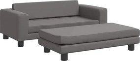 vidaXL Pat pentru câini cu extensie, gri, 100x50x30 cm, piele eco