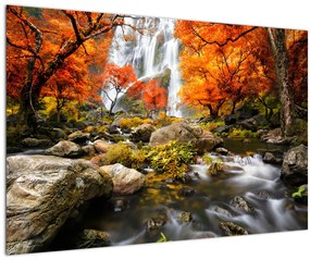 Tablou - Cascade în pădurea portocalie (90x60 cm)