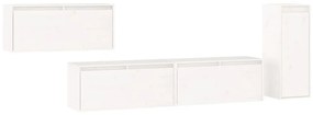 3100220 vidaXL Comode TV, 4 buc., alb, lemn masiv de pin