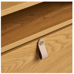 Pantofar în culoare naturală cu deschidere înclinată cu aspect de lemn de stejar 62x118x26 cm Barco – House Nordic