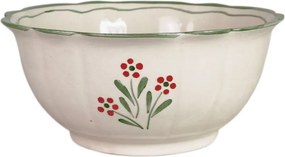 Bol mare din ceramică pictată manual, Ø 22 x H 10 cm, verde, „Esther Wildflower"
