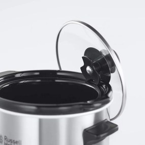 Russell Hobbs Compact Home Slow Cooker 25570-56, 145W, 2L, 3 setări de temperatură, vase ceramice, fără BPA și PFAS, negru/inox