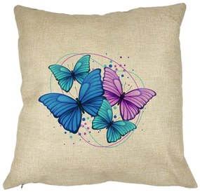 Perna Decorativa, Colorful Butterflies, 40x40 cm, Husa Detasabila, Burduf
