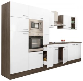 Mobilă de bucătărie Yorki 360, corp din stejar Yorki, cu față alb satinat