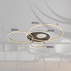 Lustra LED aplicata cu telecomanda INVERTINA aurie