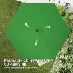 Outsunny Înveliș de Schimb pentru Umbrelă cu Orificii de Aerisire, Ø300 cm, Verde | Aosom Romania