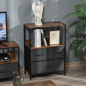 Comoda multifunctionala cu 3 Sertare Pliabile din material textil, Mobilier Sufragerie si Camera, 58x29x81.5cm, Gri Închis HOMCOM | Aosom Romania