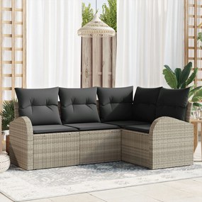 vidaXL Set de canapele pentru grădină 4 pcs Gri deschis Rattan poli