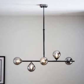 Endon 101348 - Lustră pe tijă OTIS 5xG9/3W/230V, crom negru / negru fumuriu