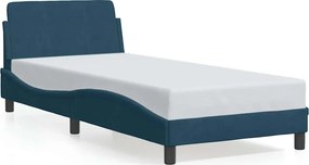 vidaXL Cadru de pat cu tăblie, Dover, albastru, 90x190 cm, catifea