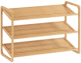 HOMCOM Etajeră pentru pantofi cu 3 rafturi pentru 12 perechi de pantofi din bambus 76x33x50.8 cm | Aosom Romania